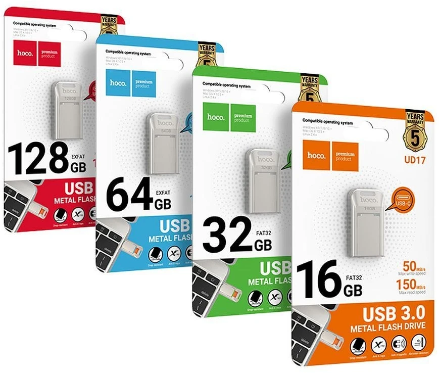 HOCO atmintis USB A + USB C UD17 64GB USB3.0