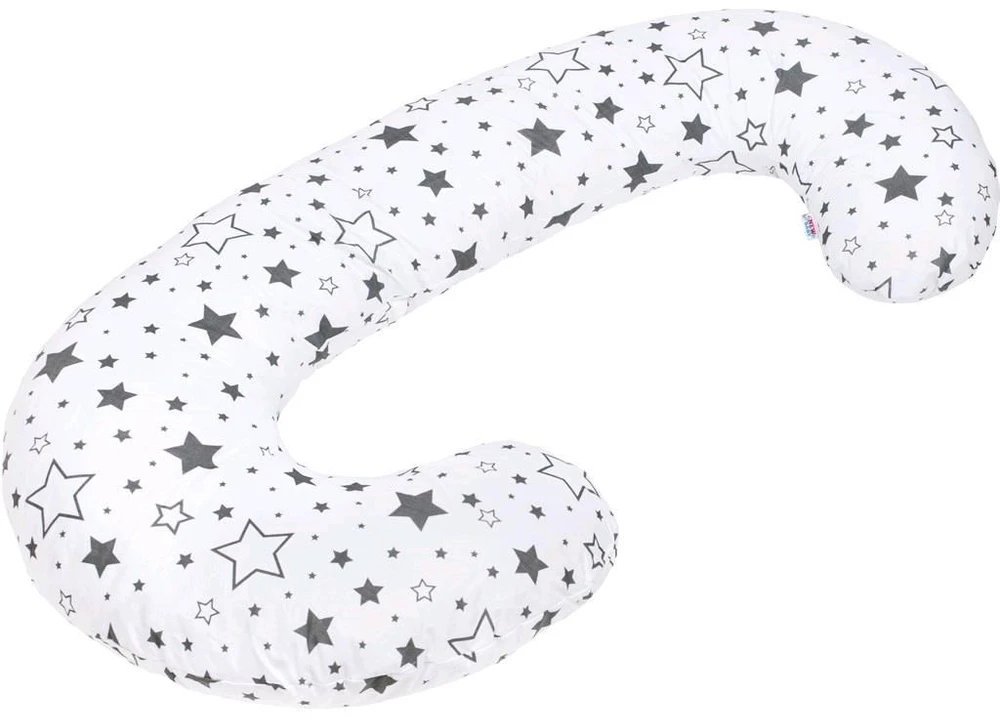 Užvalkalas C formos žindymo pagalvei New Baby Stars pilkas 28,5 x 16 cm