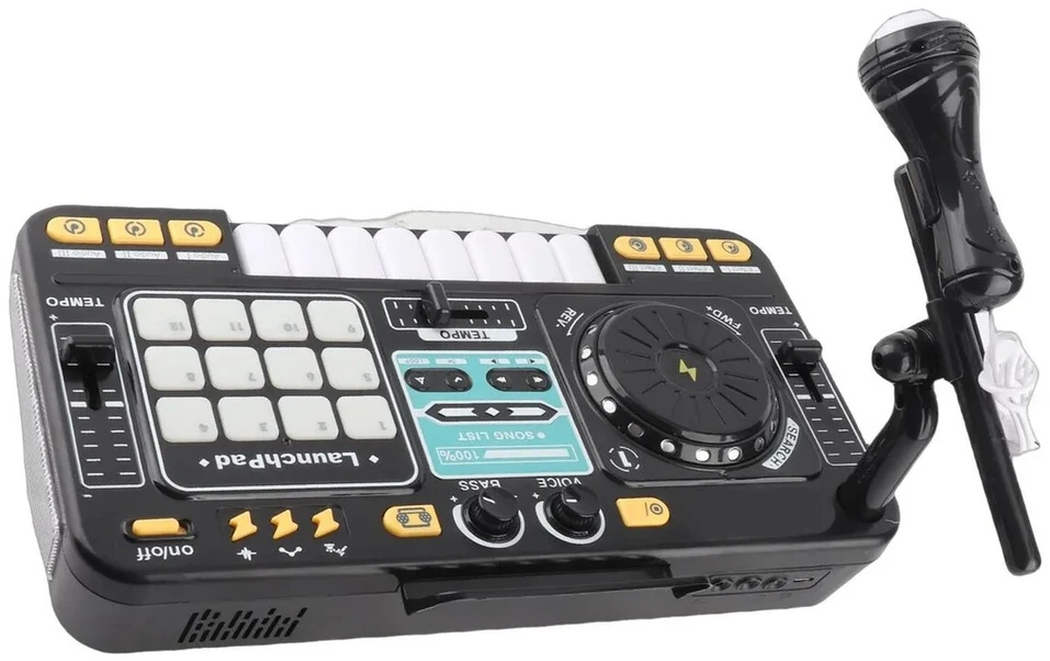 Vaikiška DJ konsolė su mikrofonu ir LED apšvietimu