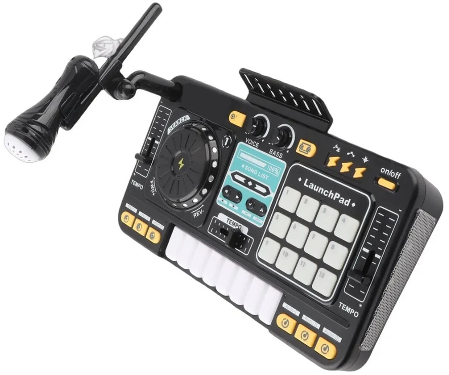 Vaikiška DJ konsolė su mikrofonu ir LED apšvietimu