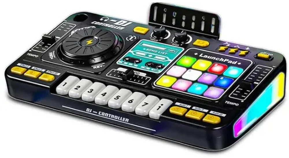 Vaikiška DJ konsolė su mikrofonu ir LED apšvietimu