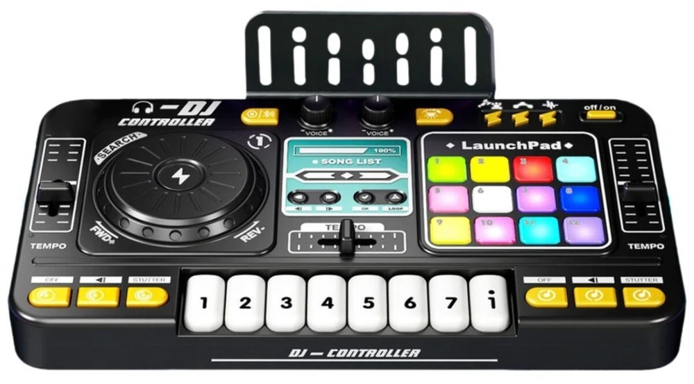 Vaikiška DJ konsolė su mikrofonu ir LED apšvietimu