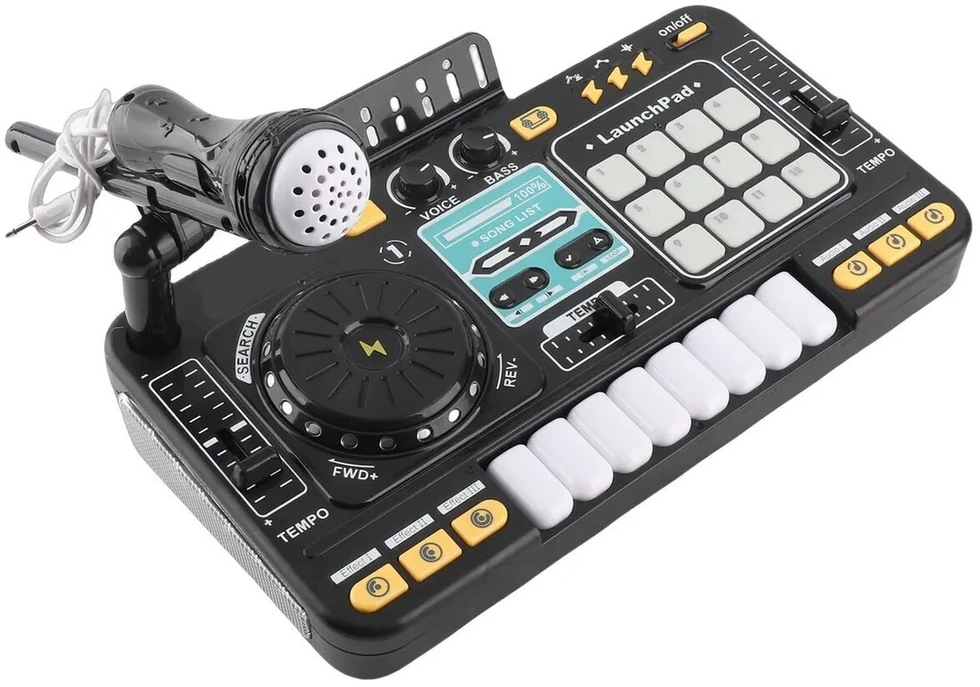 Vaikiška DJ konsolė su mikrofonu ir LED apšvietimu