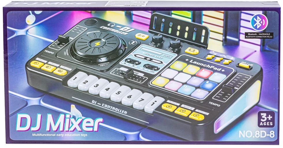 Vaikiška DJ konsolė su mikrofonu ir LED apšvietimu