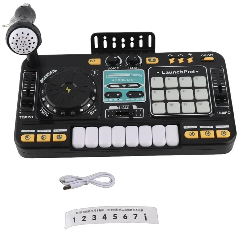 Vaikiška DJ konsolė su mikrofonu ir LED apšvietimu