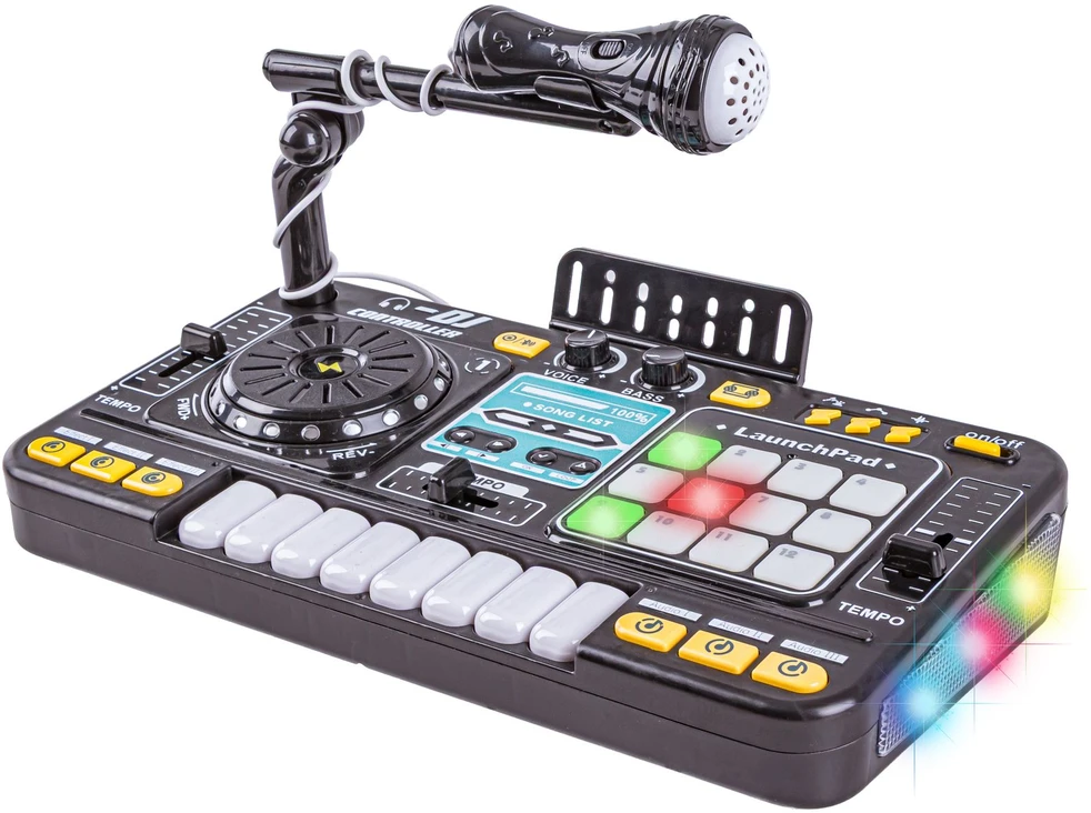 Vaikiška DJ konsolė su mikrofonu ir LED apšvietimu