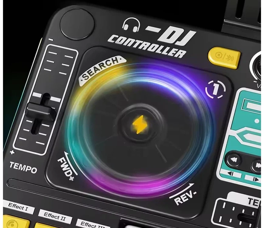 Vaikiška DJ konsolė su mikrofonu ir LED apšvietimu