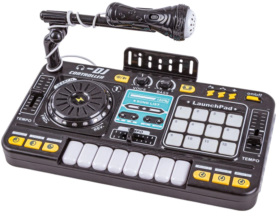 Vaikiška DJ konsolė su mikrofonu ir LED apšvietimu