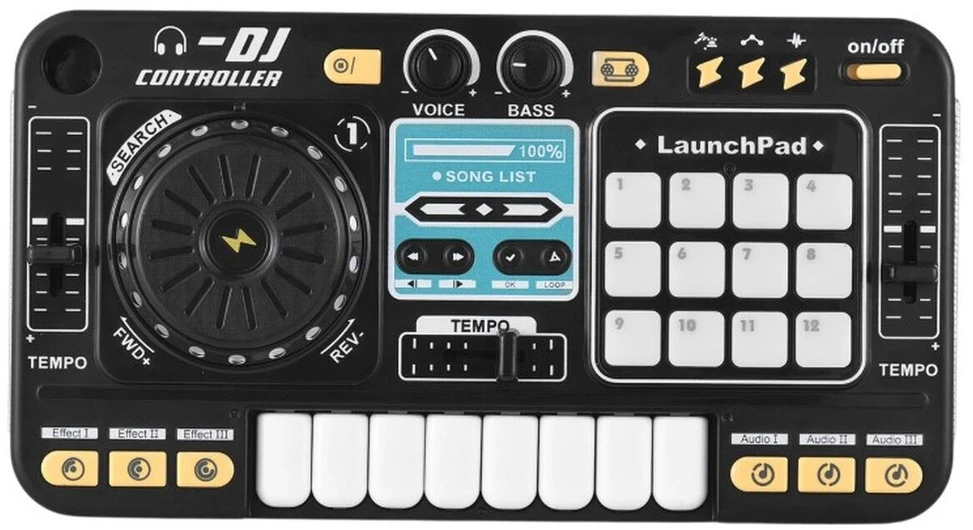 Vaikiška DJ konsolė su mikrofonu ir LED apšvietimu