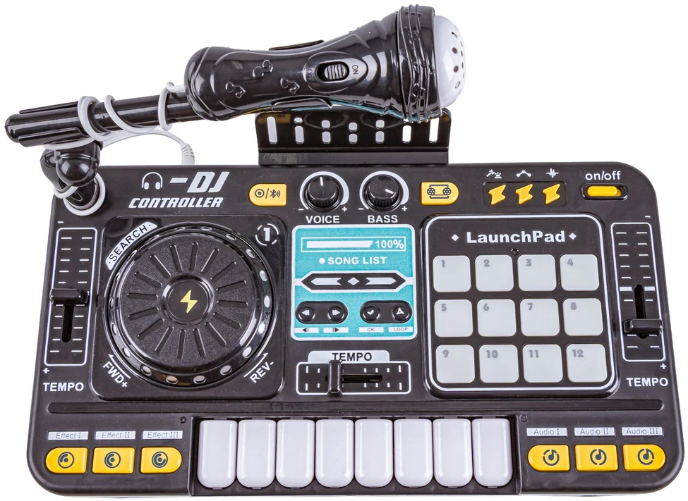 Vaikiška DJ konsolė su mikrofonu ir LED apšvietimu