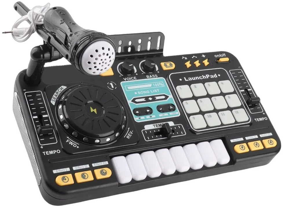 Vaikiška DJ konsolė su mikrofonu ir LED apšvietimu