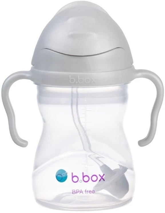 B.BOX - Gertuvė su šiaudeliu 240ml, pilkas