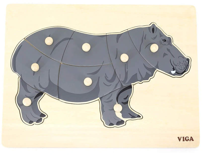 Viga medinis montessori hippo dėlionė su Pinski