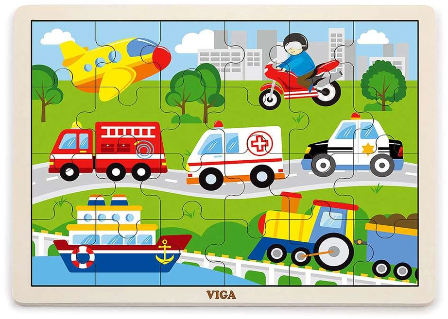 Vaikiška medinė dėlionė Viga Vehicles
