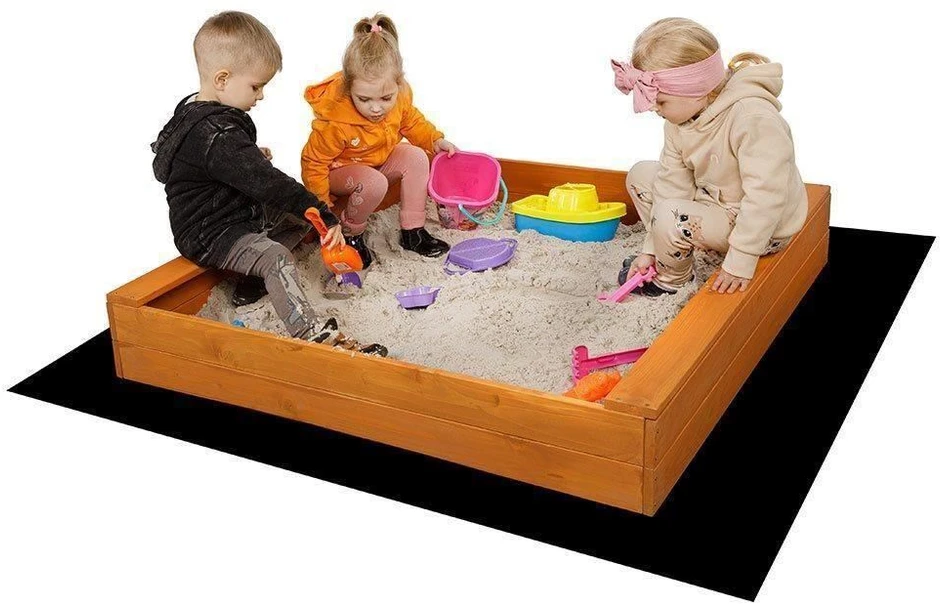 Vaikiška medinė smėlio dėžė su baldakimu Baby Mix 120x120 cm raudona-balta