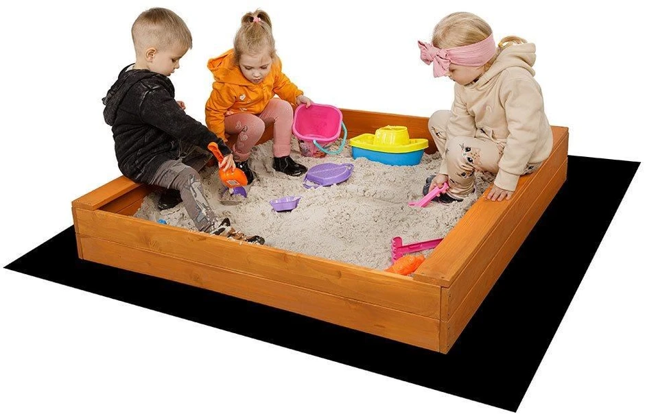 Vaikiška medinė smėlio dėžė su baldakimu Baby Mix 120x120 cm, mėlyna ir balta