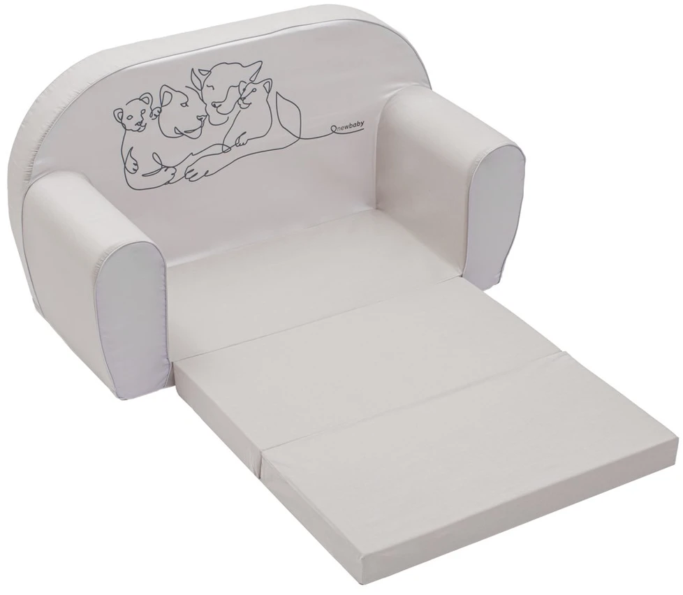 Vaikiška sofa-lova New Baby Lion Family šviesiai pilkos spalvos