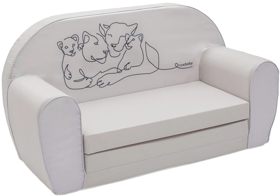 Vaikiška sofa-lova New Baby Lion Family šviesiai pilkos spalvos