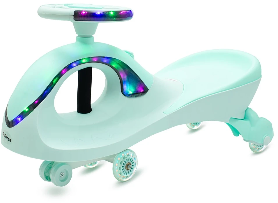 Vaikiškas Baby Mix G-Force žalias paspiriamas automobilis su LED apšvietimu ir gravitacijos varikliu