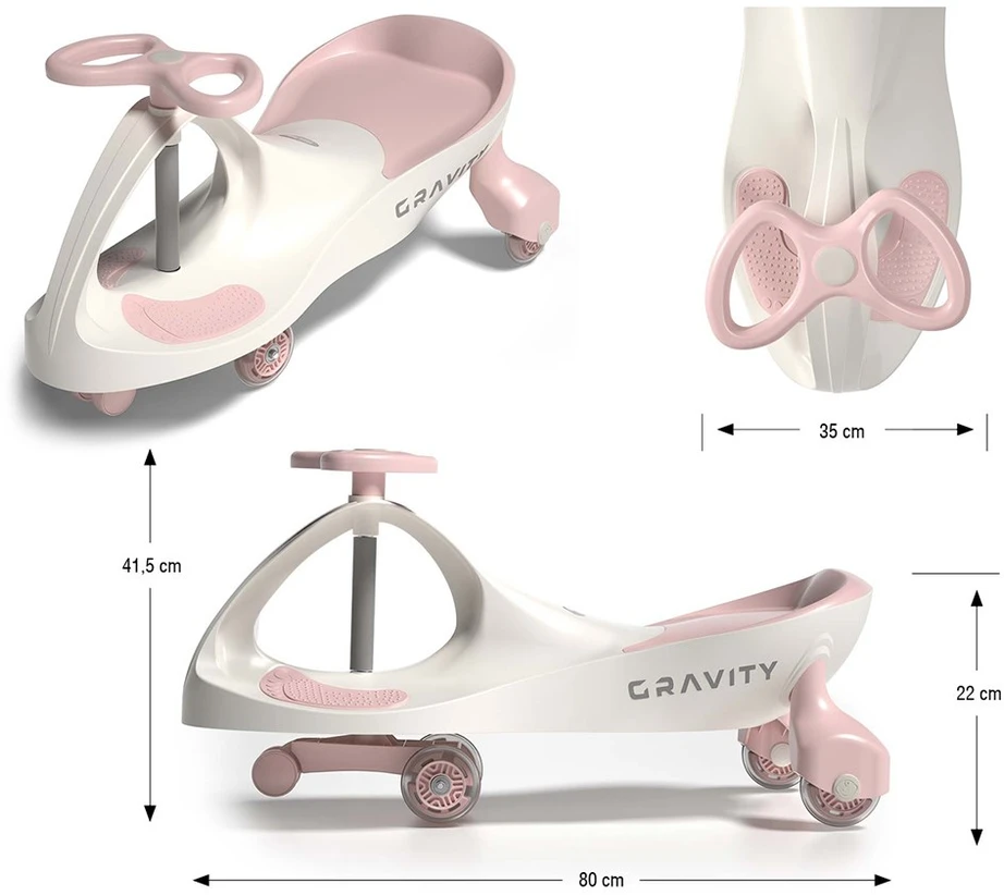Milly Mally Jeździk „Gravity Ride-on“ kreminės-rožinės spalvos vežimėlis