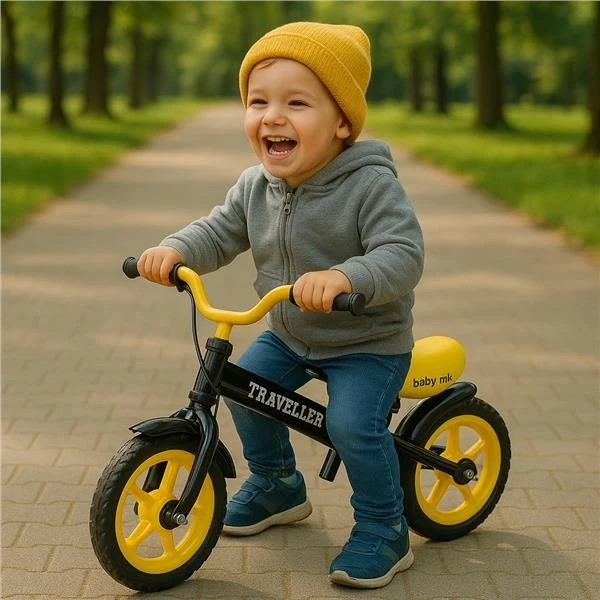 Vaikiškas balansinis dviratukas su stabdžiu Baby Mix Traveller juodas