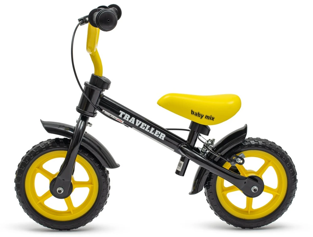 Vaikiškas balansinis dviratukas su stabdžiu Baby Mix Traveller juodas