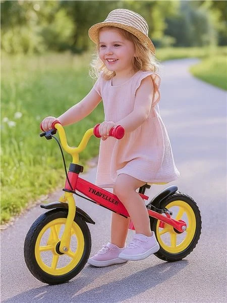 Vaikiškas balansinis dviratukas su stabdžiu Baby Mix Traveller, raudonas