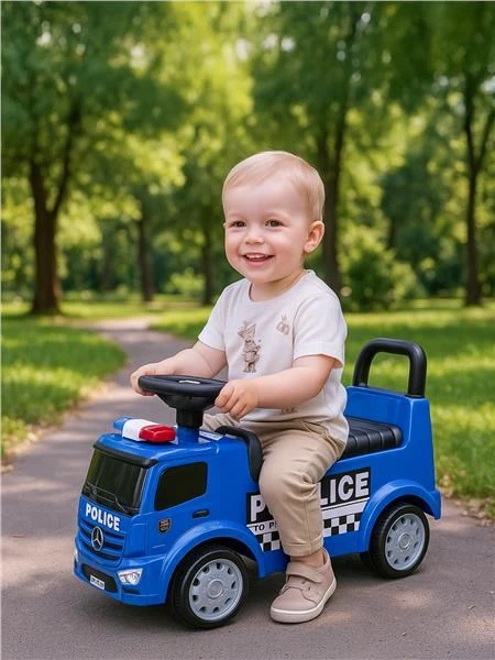 Vaikiškas dviratis su garsais Mercedes Baby Mix POLICE mėlynas