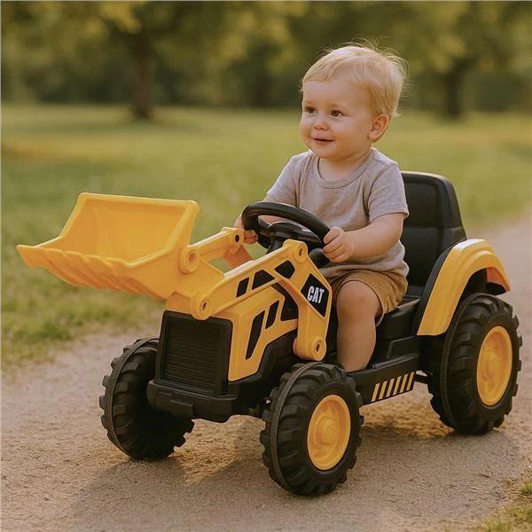 Vaikiškas elektrinis traktorius Baby Mix CAT geltonas