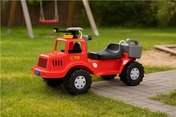 Vaikiškas gaisrinis dviratis BAYO su vandens purškimo patranka ir padėklu, 70 cm