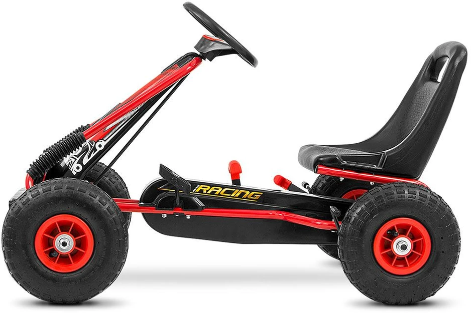 Milly Mally Kart à Pédales Thor – Véhicule Sportif Enfant 3-8 Ans – Construction Métallique, Frein à Main, Roues Gonflables – (Bleu/Rouge/Rose/Vert)