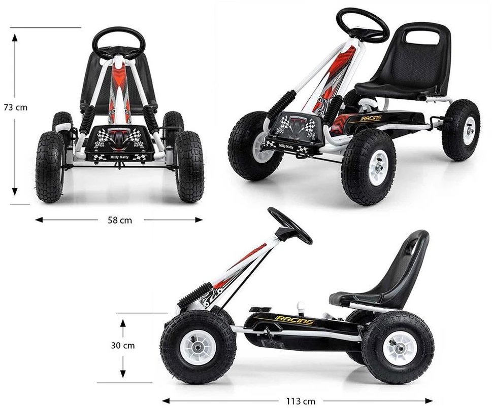 Milly Mally Thor pedalinis gokartas, baltas