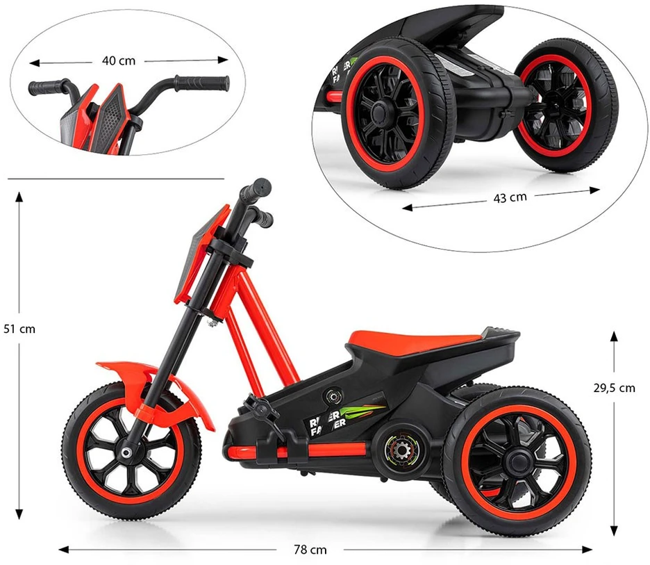 Vaikiškas pedalinis kartingas Milly Mally Rider raudonas
