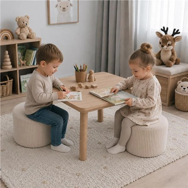 Vaikiškas pufas Corduroy New Baby kremas