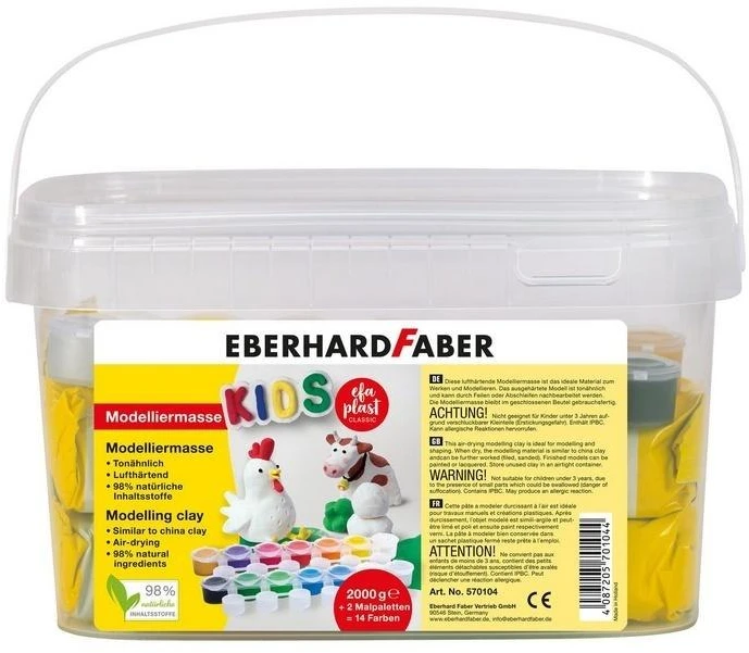 Modelinas EberhardFaber, Kids, 2kg, baltos spalvos, + 14 spalvų