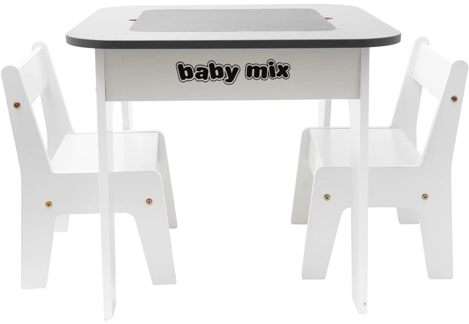 Vaikiškas stalas ir kėdė Baby Mix Leaf pilka