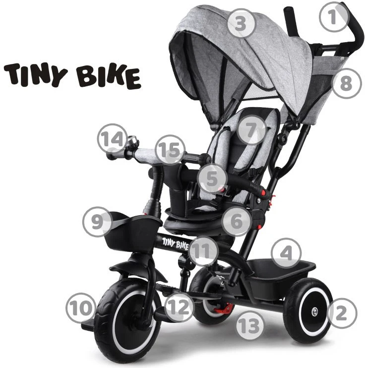 Jokomisiada Vaikiškas triratis dviratis „Tiny Bike 3in1“ su stogu ROTATABLE SP0650