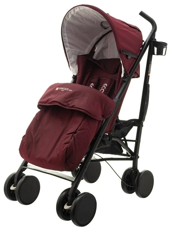 Vaikiškas vežimėlis eco swiss design 300d violetinė raudona eurobaby