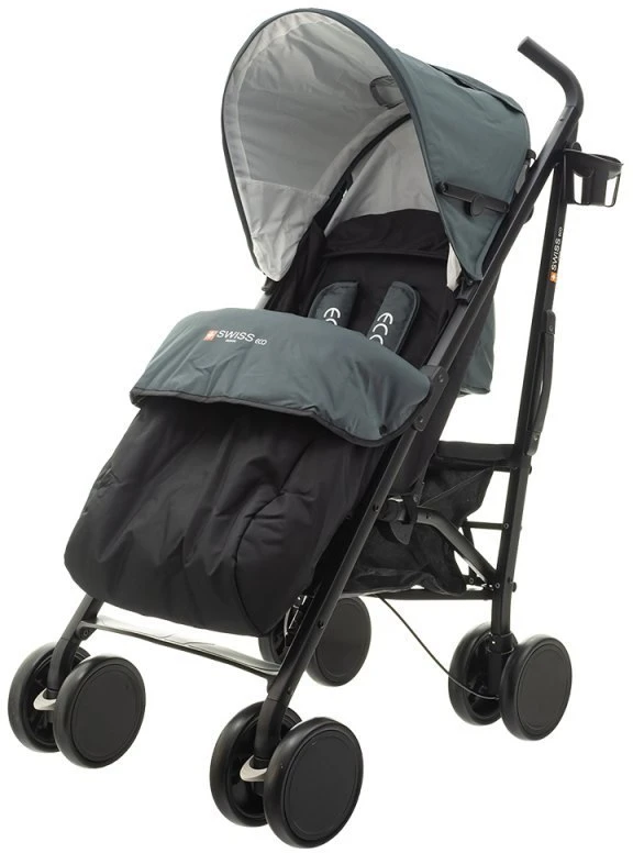 Vaikiškas vežimėlis eco swiss design 300d tamsiai pilkas EUROBABY