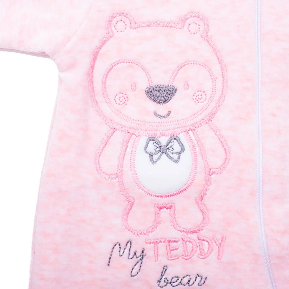 Vaikiškas zomšinis kombinezonas su gobtuvu New Baby Sweetheart rožinis, dydis 74 (6-9 mėn.)