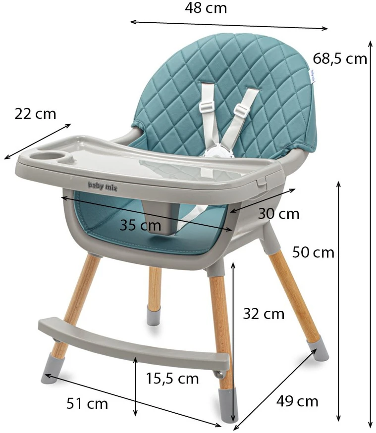 Valgomojo kėdė Baby Mix Freja medinė dulkiškai žalia