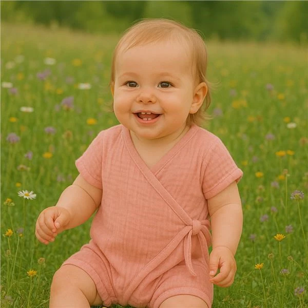Vasarinis muslino kombinezonas New Baby rožinis