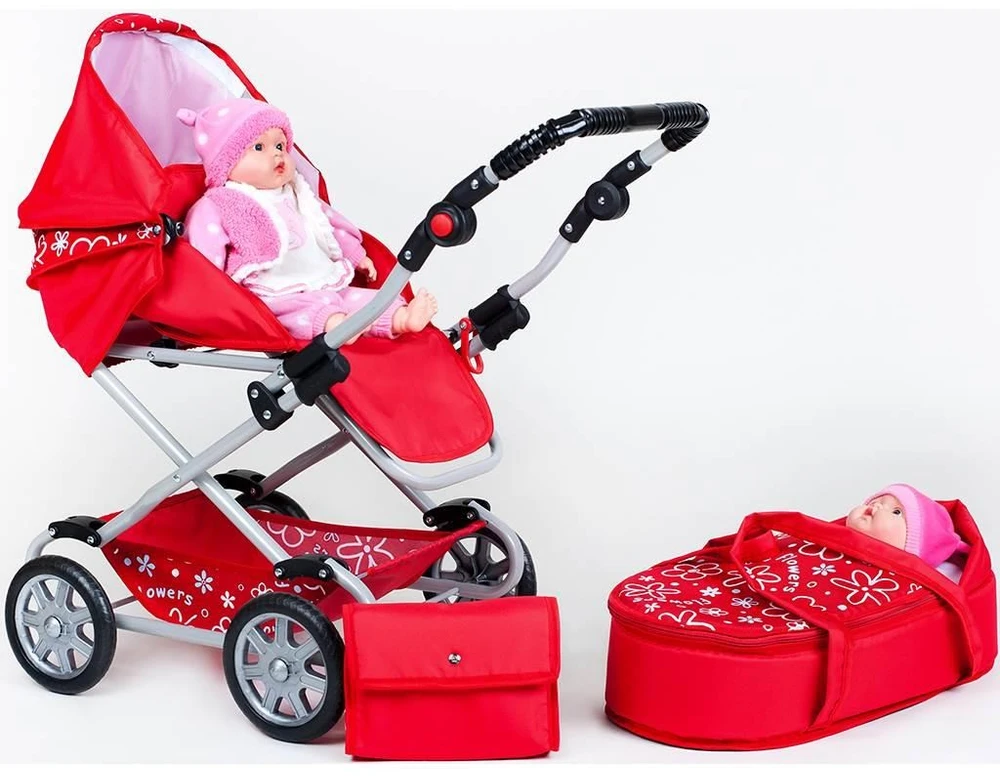 Vežimėlis lėlėms 2in1 New Baby rožinis