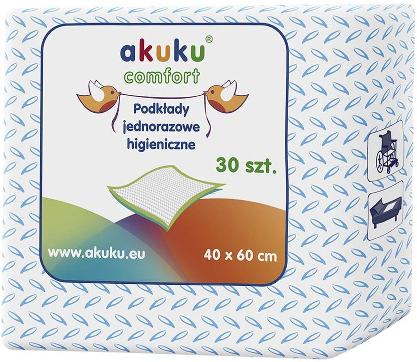 AKUKU kūdikio pervystymo paklotai COMFORT, 40x60 cm, 30 vnt., A0377