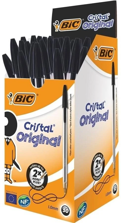 Bic Tušinukas Cristal 1.0 mm, Juodas, pakuotėje 50 vnt. 847897