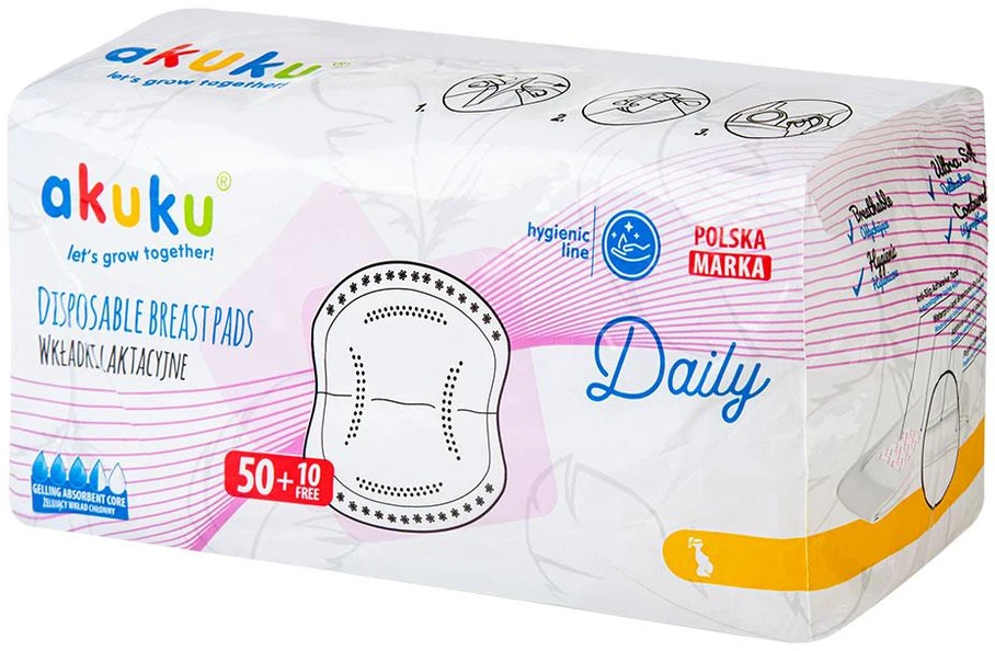 Akuku vienkartiniai įklotai į liemenėlę Daily, 60 vnt. A0160