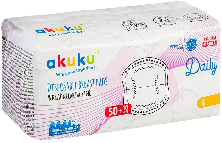Akuku vienkartiniai įklotai į liemenėlę Daily, 60 vnt. A0160