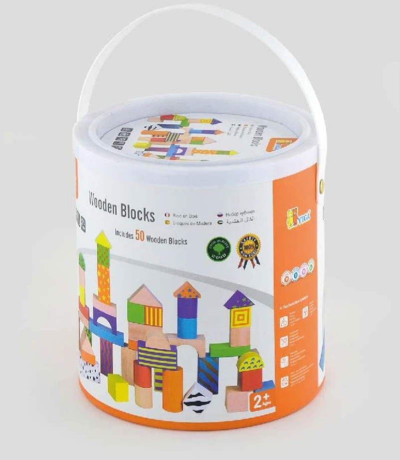 Viga Colorful medinės kaladėlės vaikams, 50 vnt.