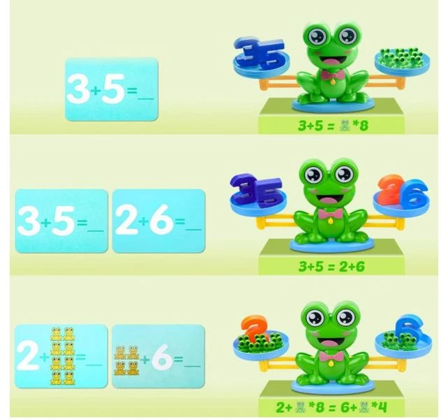 Žaidimas matematikos mokymuisi su balansine svarstyklė varlė