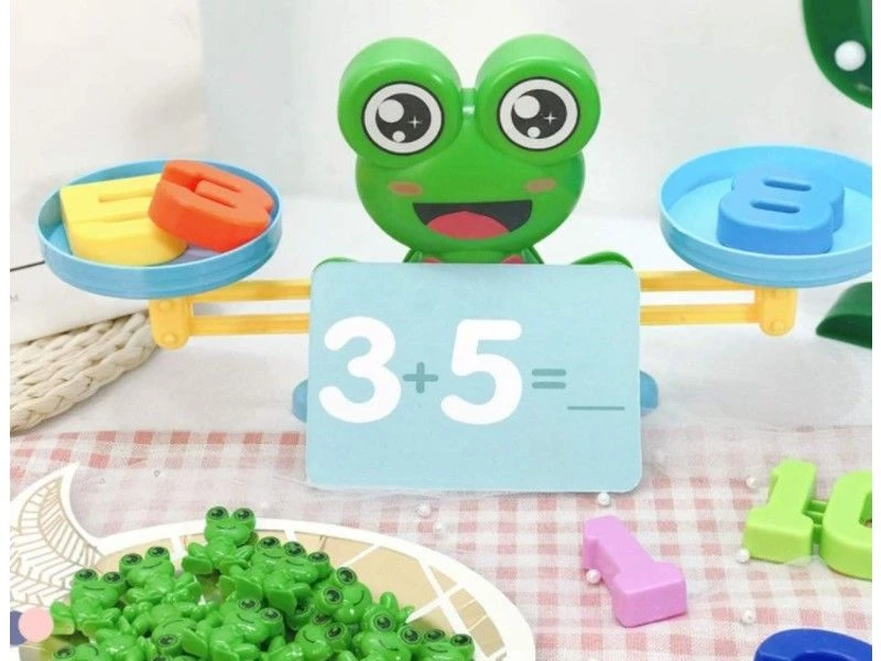 Žaidimas matematikos mokymuisi su balansine svarstyklė varlė